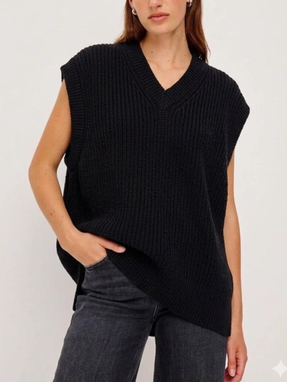 Rails knitted sweater vest black women's size S